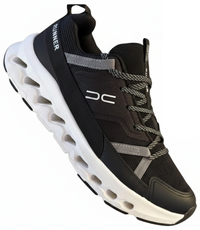 RUNNER – Chaussures de sport noire avec touches blanches, style et confort