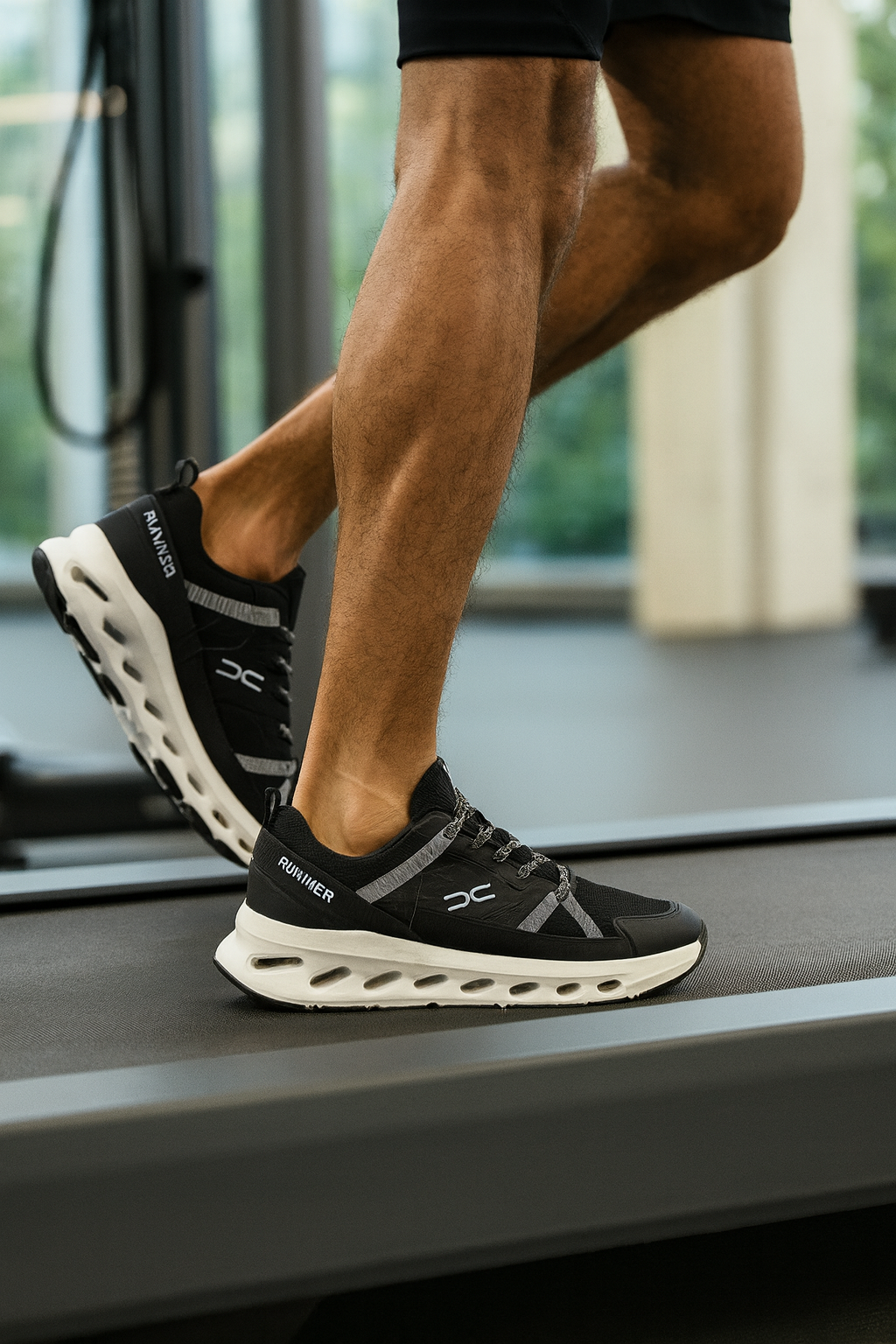 RUNNER – Chaussures de sport noire avec touches blanches, style et confort